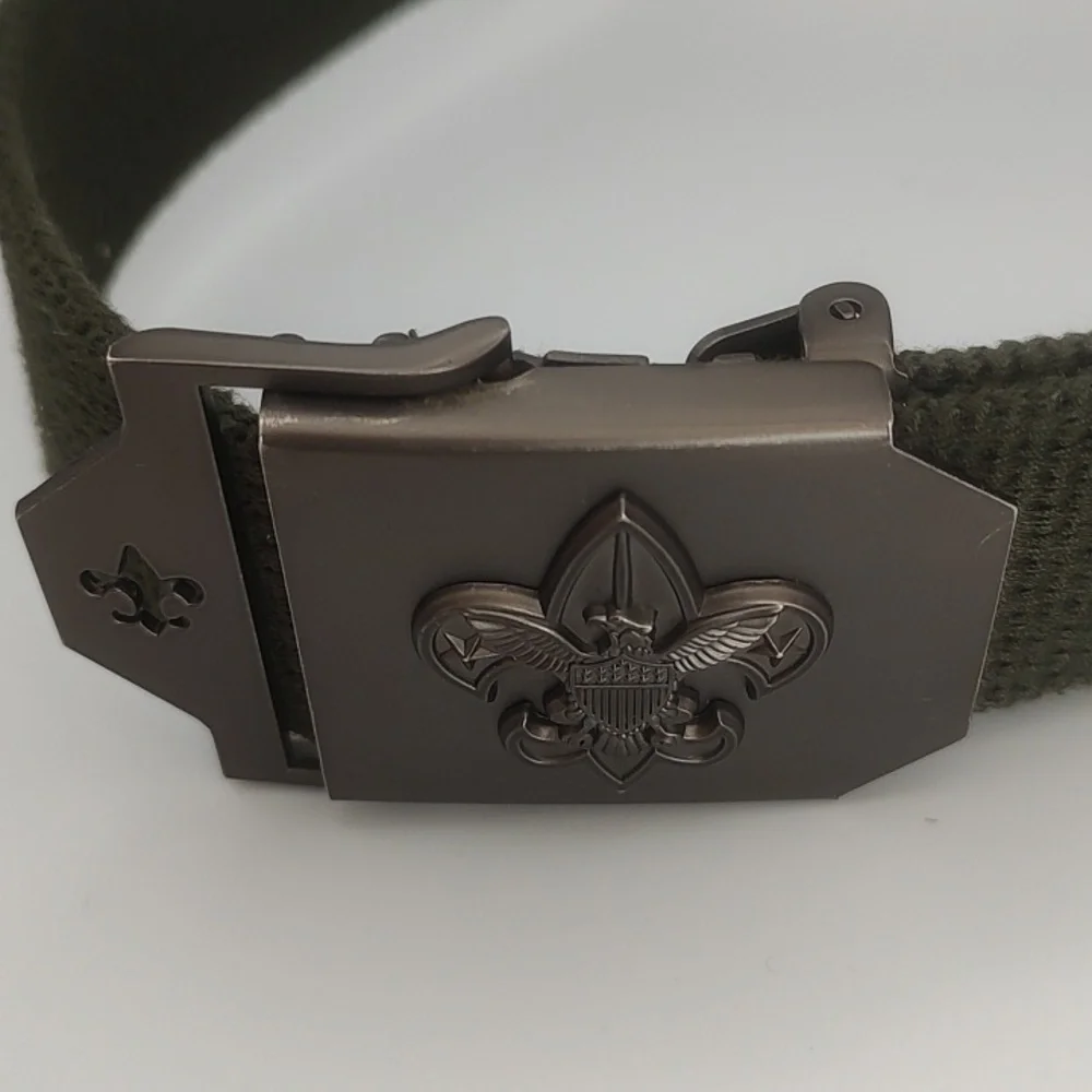 Kids Olive Green Belt with Fleur-de-Lis Buckle Scouts
